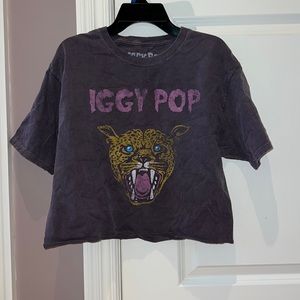 Forever 21 Cropped Purple Iggy Pop Graphic Tee, Size S/M